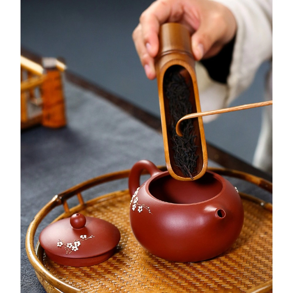 Teapot Real Handmade Kettle Wintersweet Patterns Ball Hole Filter Elegance Xishi Zisha Tea Pot Teaware